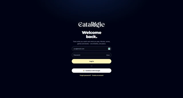 Sign in to Catalogie - the app is live now